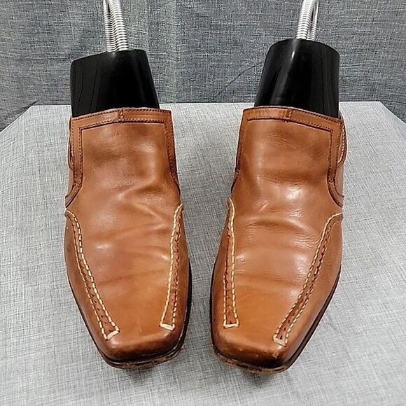 Mark Nason Made In Italy Leather Square Toe Loafers Cognac, Men\'s Slip-On SZ 8 main image 8